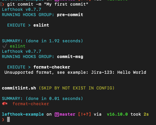 lefthook script sample