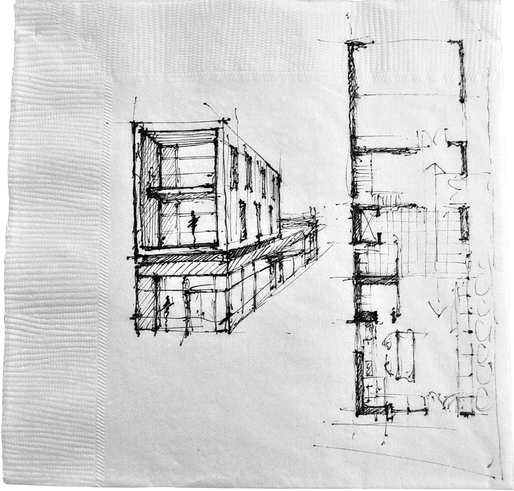 Image of a sketch on a napkin