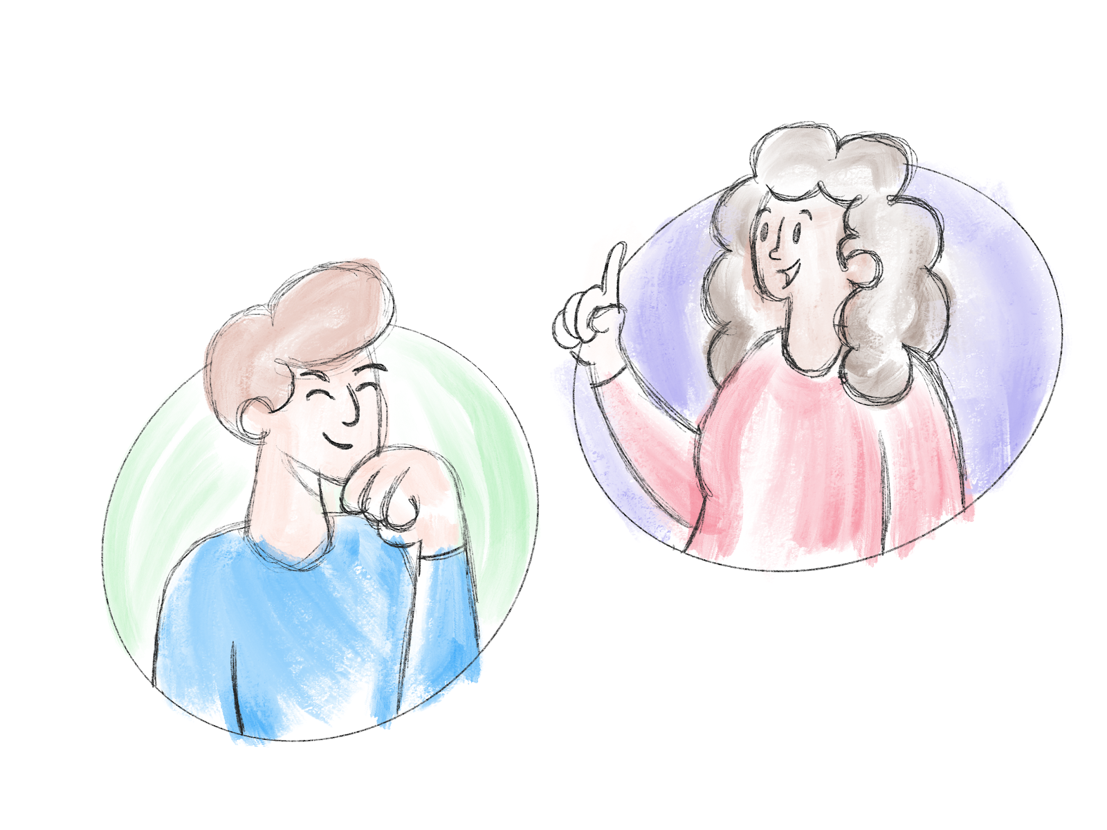 Illustration of a man and woman talking