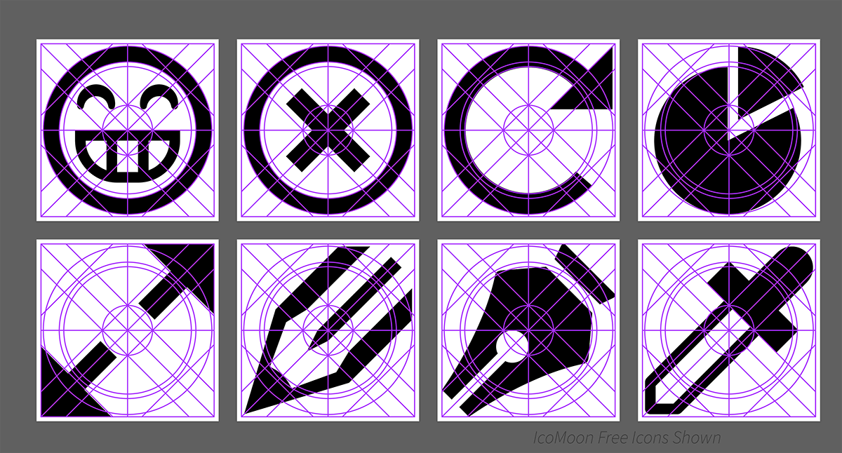 Design icons and similar SVGs using a grid
