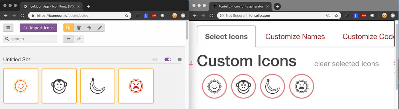 Icons appear differently between generators