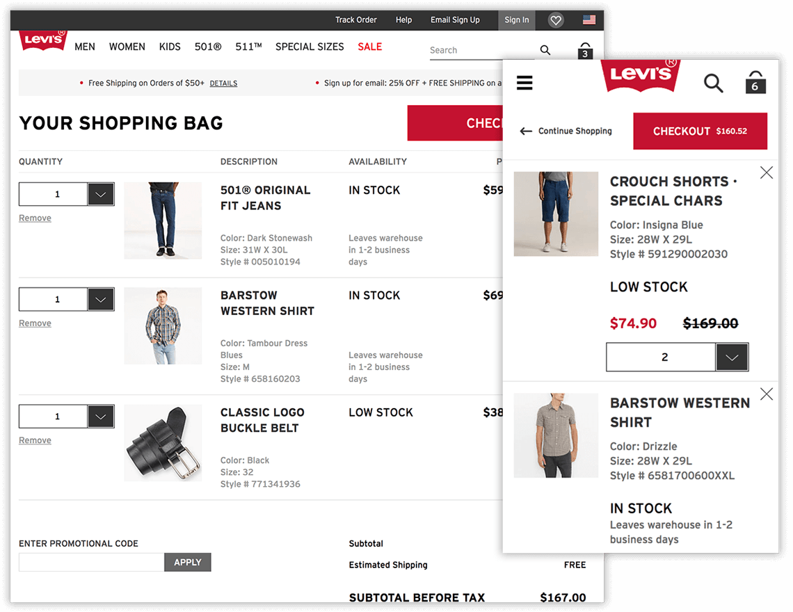 Levi's desktop and app