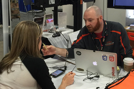 Ryan from Bitovi conducting user research testing on-site at a trucking trade show