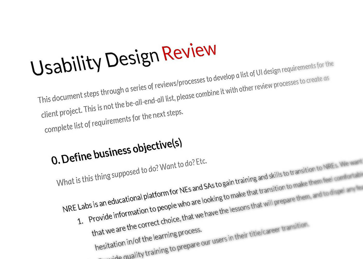 Usability Design Review document