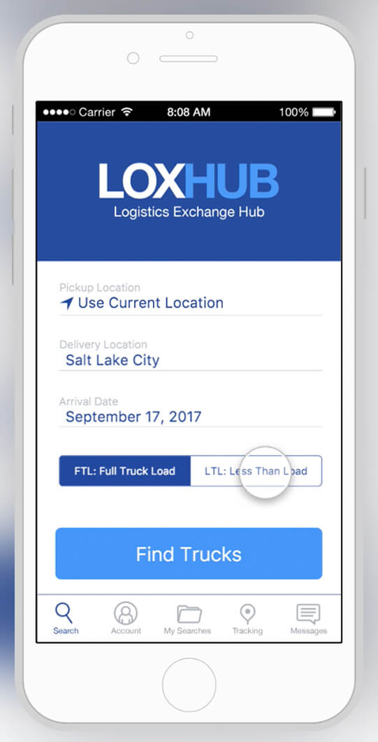 LoxHub logistics concept design on an iPhone mockup