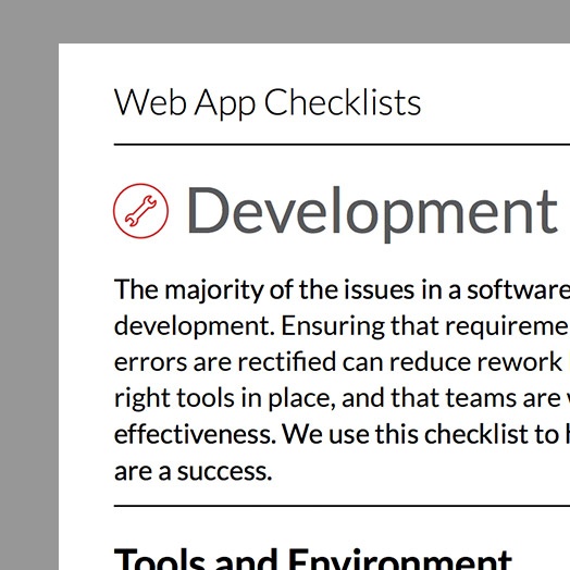 web app checklist